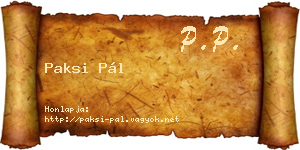 Paksi Pál névjegykártya